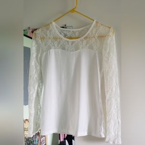 NWOT  WHITE PART LACE THIN BLOUSE